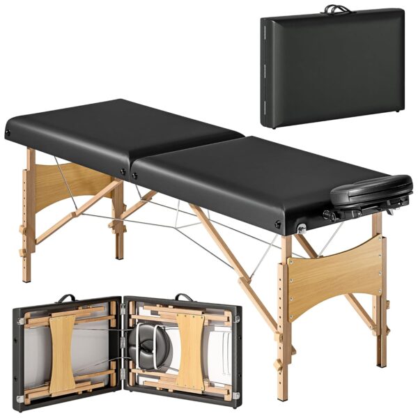HOMCOM Massageliege 2‑Zonen klappbar, höhenverstellbar, 70 cm, mit Kopfstütze
