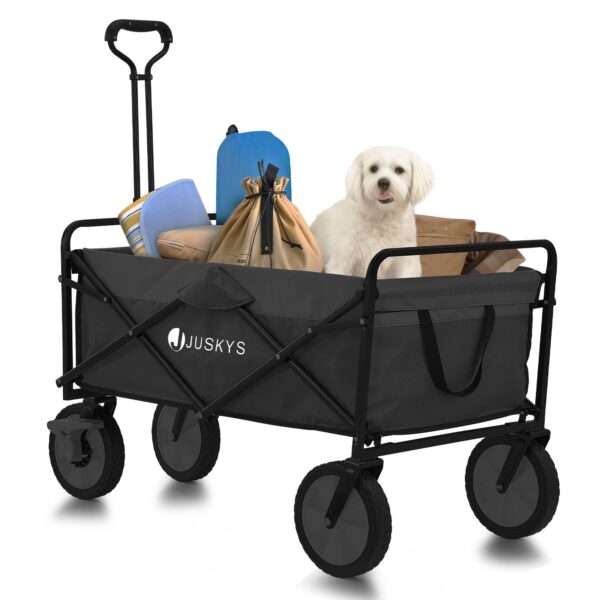 Jusky Bollerwagen 100 kg Tragkraft, faltbar, Schwarz – Strand & Camping