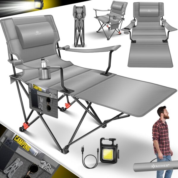 **KESSER® 2‑in‑1 Campingliege & Stuhl, 160 kg, extra breit, klappbar, mit Aufbewahrungstasche**