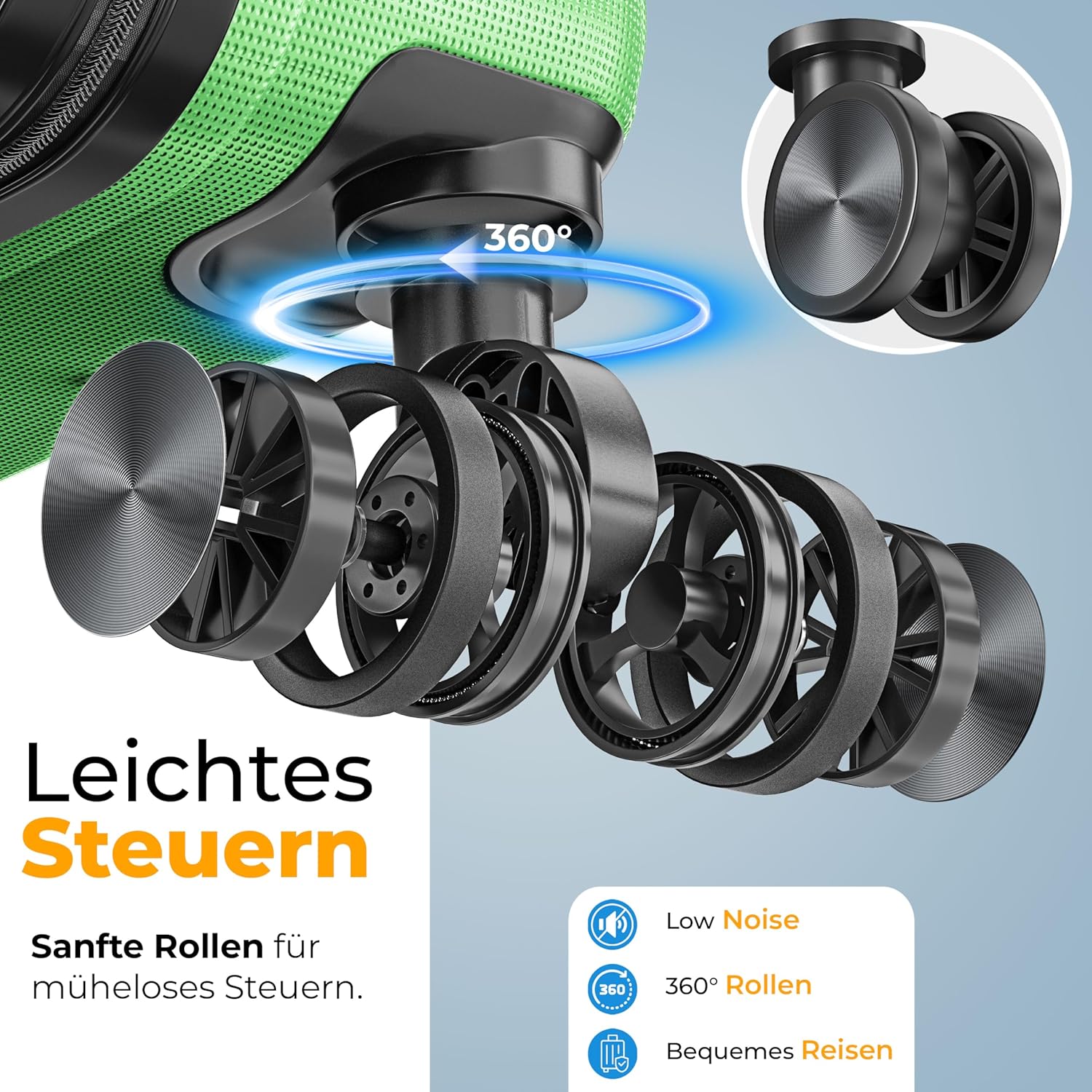 KESSER® 4‑teiliges Reisekoffer‑Set – ABS‑Hartschale, Zahlenschloss, 360°‑Rollen & Kofferwaage