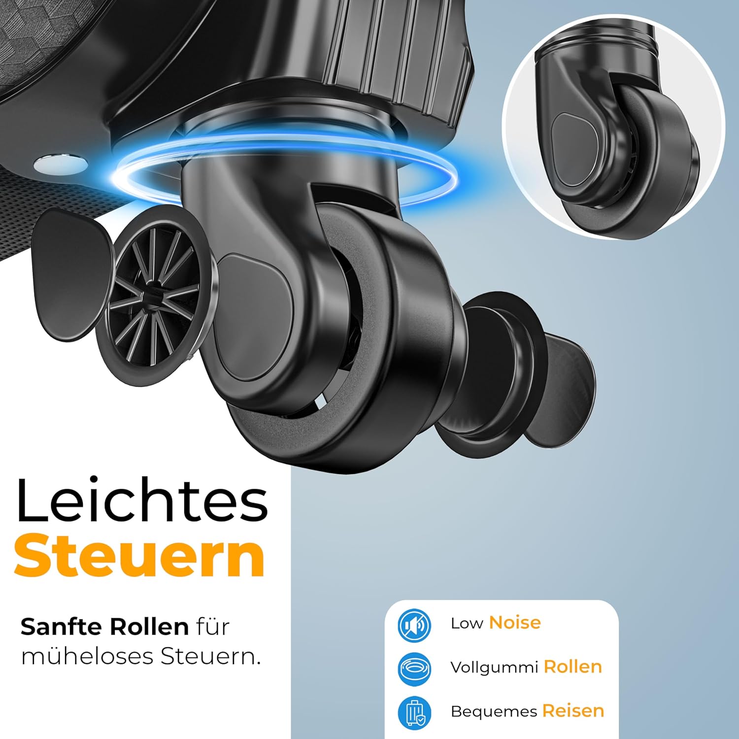 KESSER 4‑Teiliges Trolley‑Kofferset – TSA‑Schloss, 360° Rollen, Teleskopgriff inkl. Kosmetikt