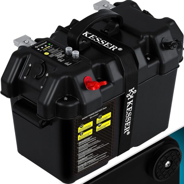 **KESSER® Batteriebox USB‑ und 12V‑Anschluss mit LED‑Anzeige Boot/Wohnmobil**