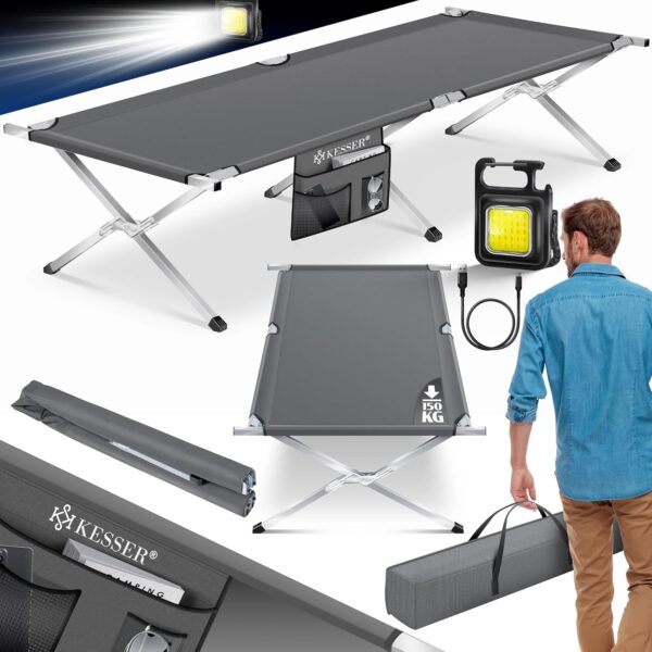 KESSER® Campingbett 190/210 cm, 150 kg, Metallrahmen, 600D Oxford