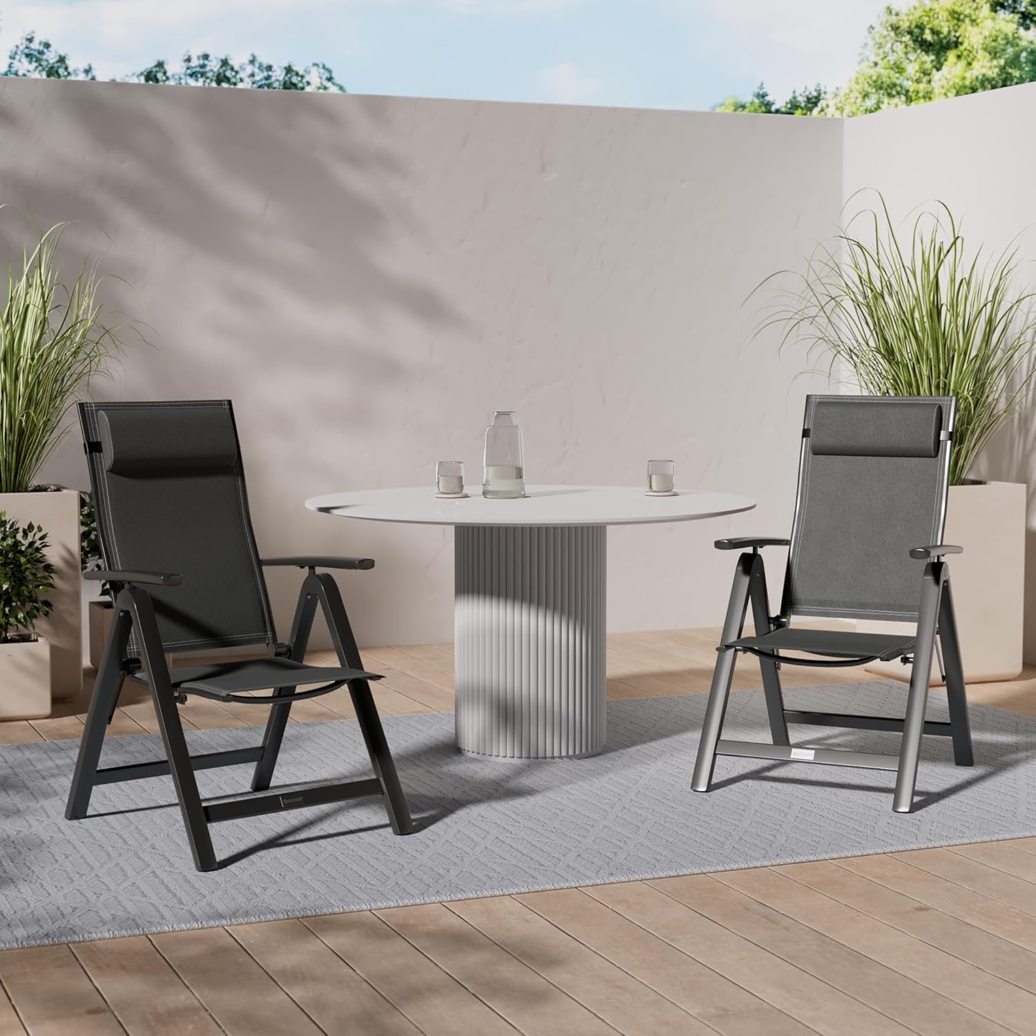 KESSER® Campingstuhl Hochlehner, Armlehnen, 7‑fach verstellbare Rückenlehne, wetterfest, klappbar