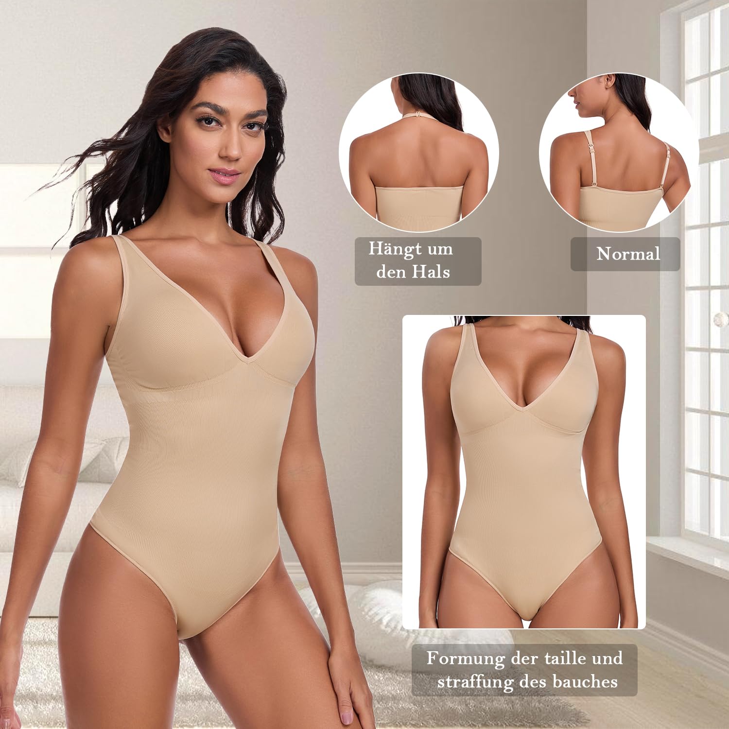 KESSER Damen Body Shaper Rückenfrei Bauchweg Nahtlos Figurformend