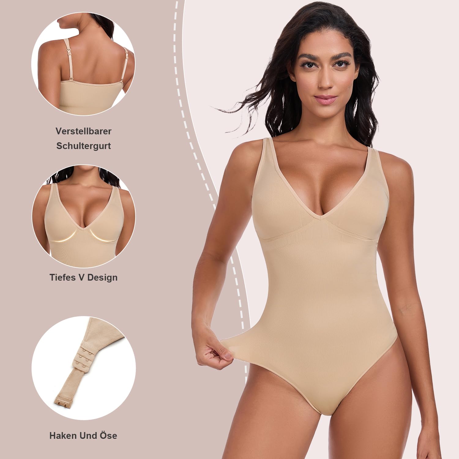 KESSER Damen Body Shaper Rückenfrei Bauchweg Nahtlos Figurformend