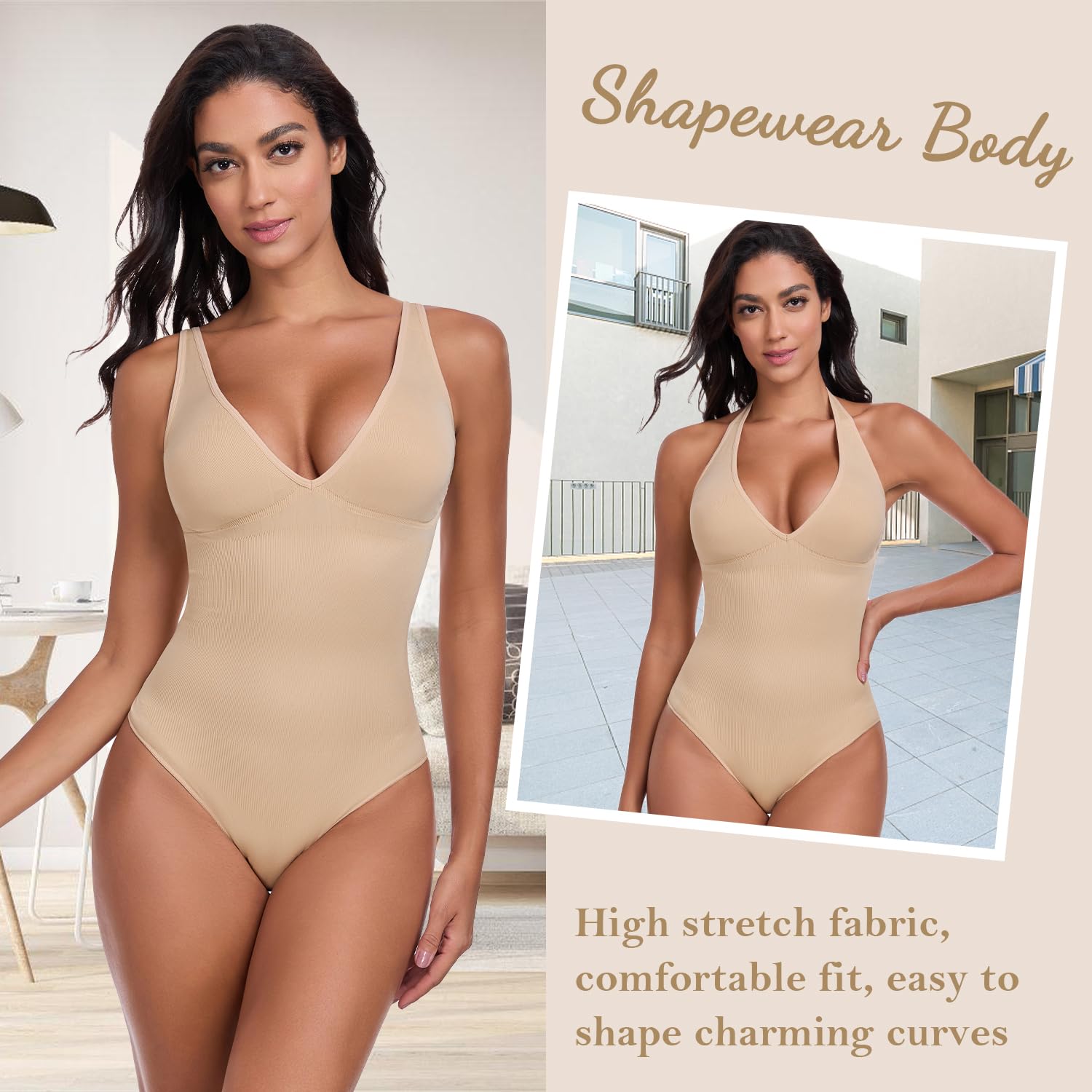 KESSER Damen Body Shaper Rückenfrei Bauchweg Nahtlos Figurformend