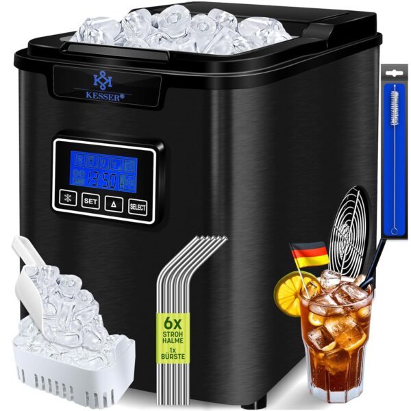 **KESSER® Eiswürfelbereiter 150 W – 12 kg/24 h – 3 Würfelgrößen – LCD‑Display**