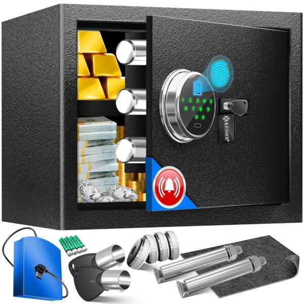 KESSER® Elektrischer Tresor Fingerabdruck, Notfallakku, 3‑x Doppelbolzen