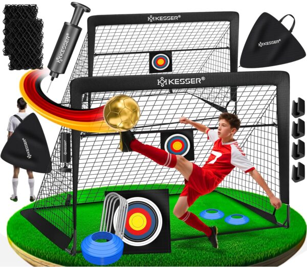 KESSER® Fußballtor 2er Pop‑Up, Glasfaser, Tornetz, Transporttasche