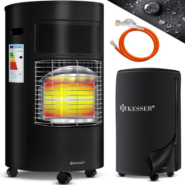 KESSER® Gasheizer 4200 W – Keramik‑Infrarot, einstellbarer Gasdruckregler, Schutzhülle