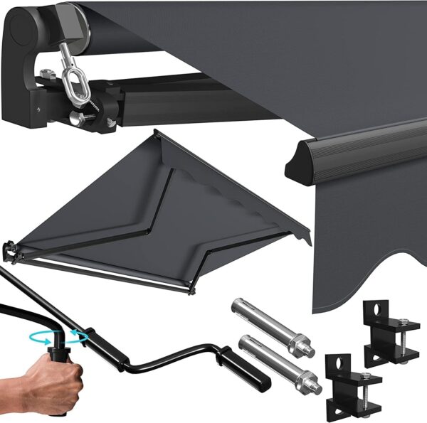 KESSER Gelenkarm‑Markise 300×250 cm – Wasserabweisend, inkl. Wandhalterung, Klemmmontage