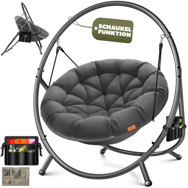 KESSER® Hängesessel Bali – Stahlgestell, Schaumstoffpolster, bis 150 kg, Indoor/Outdoor