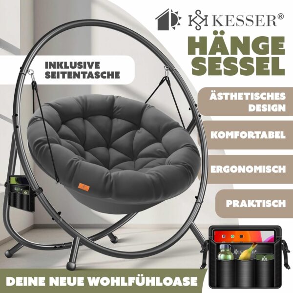 KESSER® Hängesessel Bali – Stahlgestell, Schaumstoffpolster, bis 150 kg, Indoor/Outdoor