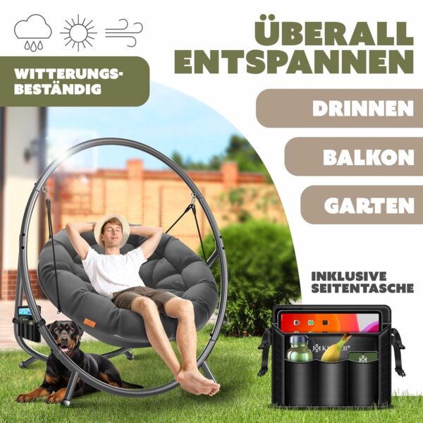 KESSER® Hängesessel Bali – Stahlgestell, Schaumstoffpolster, bis 150 kg, Indoor/Outdoor