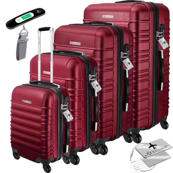 KESSER® Hartschalenkoffer 4‑tlg. Set – ABS, 4‑Rollen, Teleskopgriff