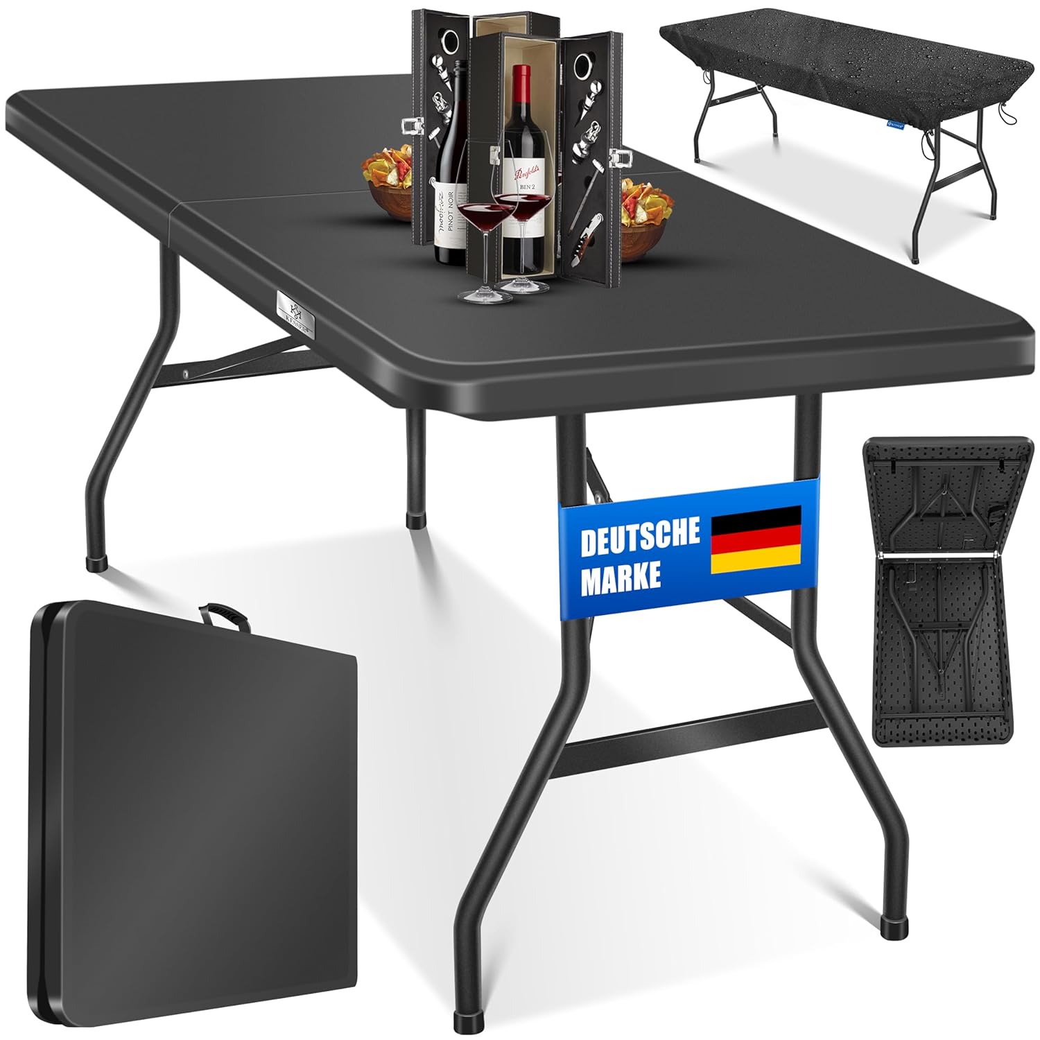 KESSER® Klappbarer Campingtisch 183×76 cm, 6‑Personen, witterungsbeständig