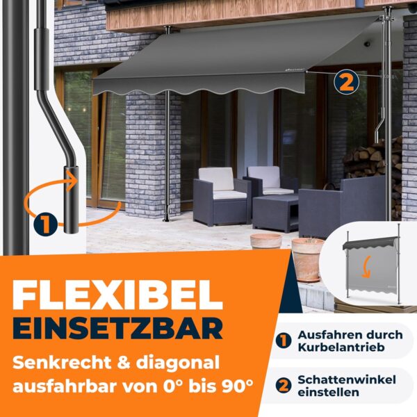 KESSER® Klemmmarkise Handkurbel – UV‑beständig, höhenverstellbar, ohne Bohren