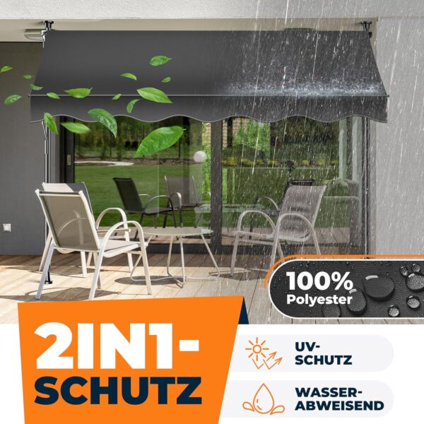 KESSER® Klemmmarkise Handkurbel – UV‑beständig, höhenverstellbar, ohne Bohren