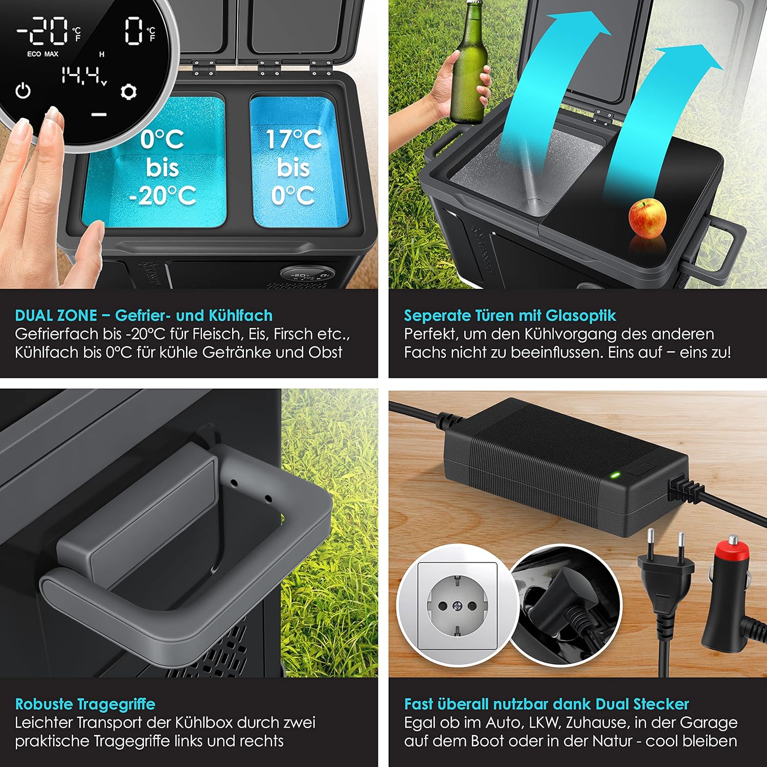 KESSER® Kompressor Kühlbox 2in1 – Kühl & Gefrier bis -20 °C, LED‑Touch
