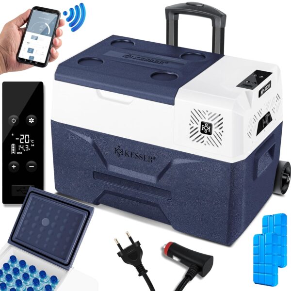 KESSER® Kompressor Kühlbox 30 L – App‑Steuerung, USB, -20 °C, 12/24 V/230 V