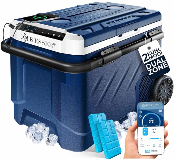 **KESSER Kompressor Kühlbox 51 L – App‑Steuerung, Kühlung bis –20 °C, 12/24 V & 230 V**