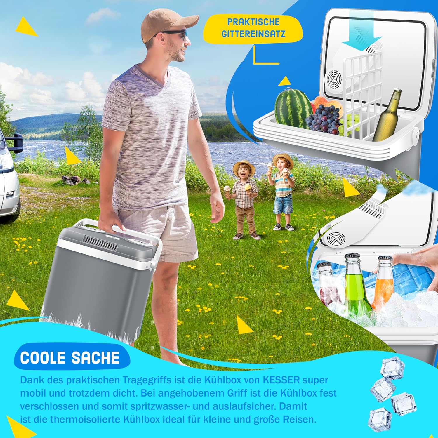 KESSER Kühlbox 32 L Thermo‑elektrisch kühl & wärmt 12 V/230 V ECO‑MAX