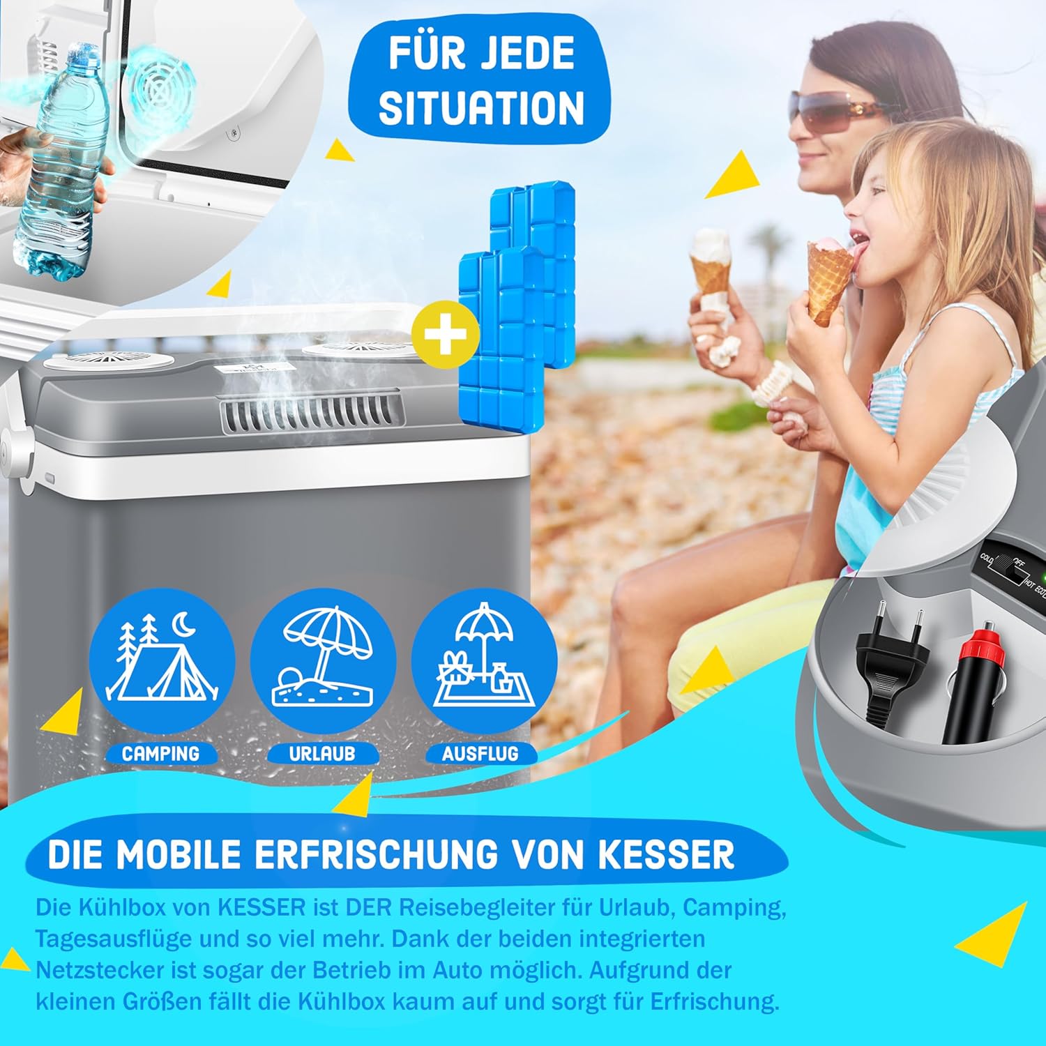 KESSER Kühlbox 32 L Thermo‑elektrisch kühl & wärmt 12 V/230 V ECO‑MAX