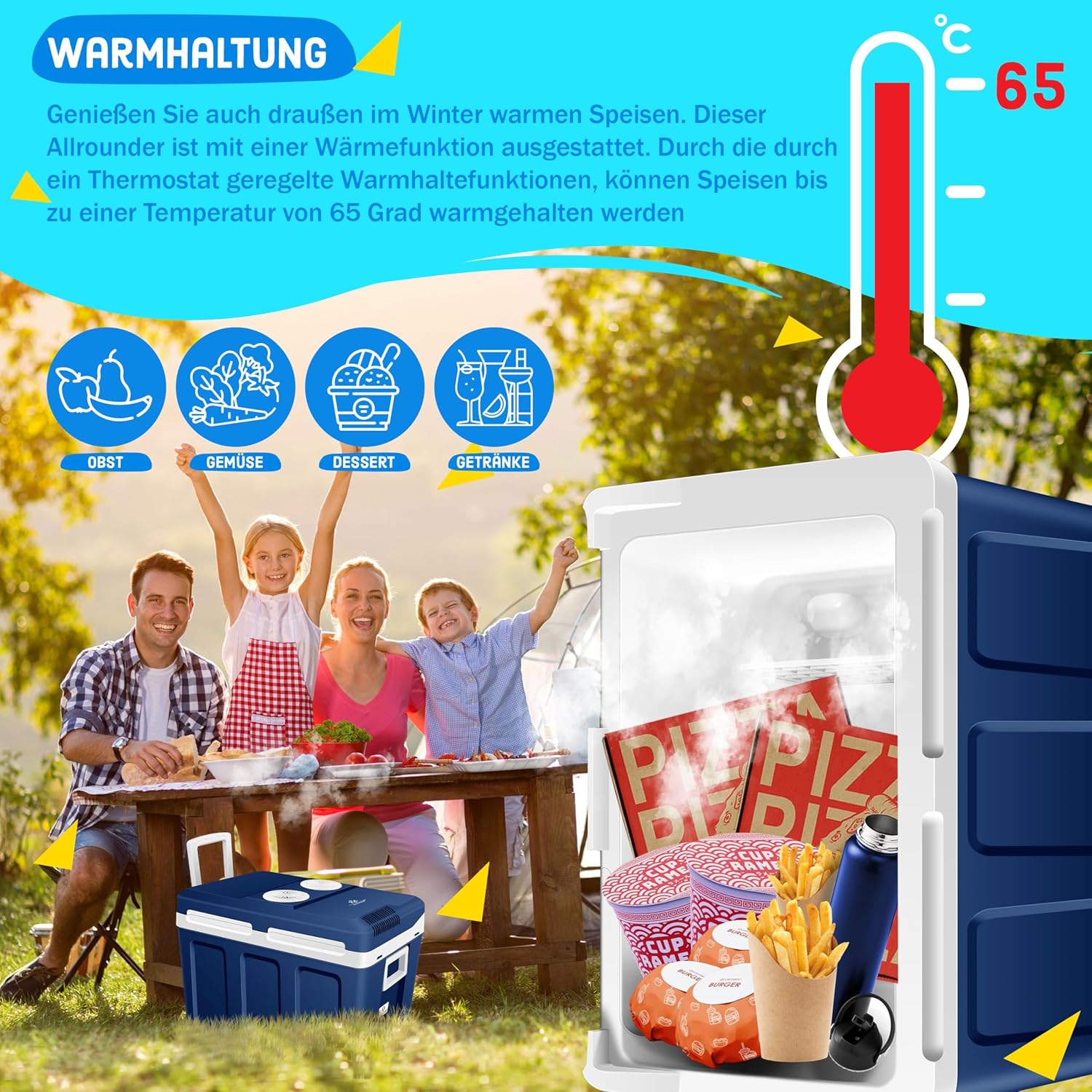 KESSER Kühlbox 40L thermo‑elektrisch – kühlt & wärmt, 12/230 V, Rollen