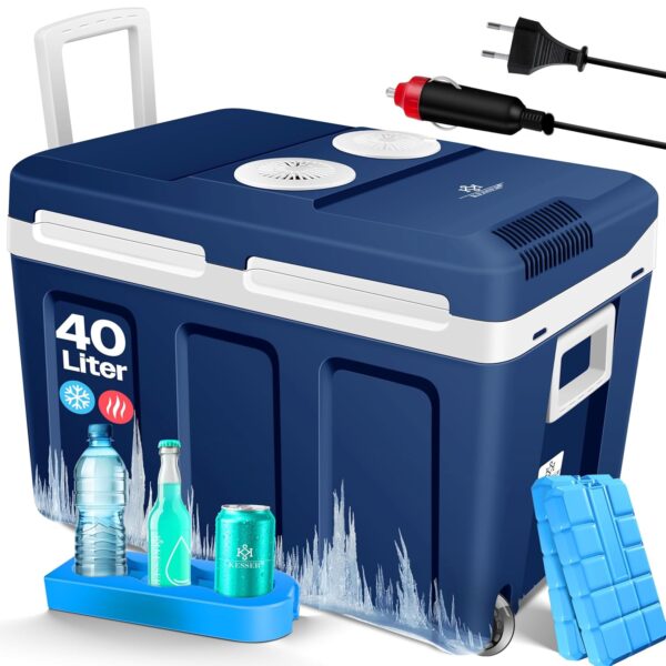 KESSER Kühlbox 40L thermo‑elektrisch – kühlt & wärmt, 12/230 V, Rollen