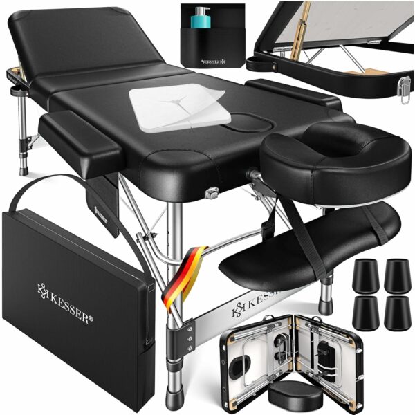 **KESSER Massageliege 80 cm, klappbar & höhenverstellbar, 3‑Zonen, Aluminium**
