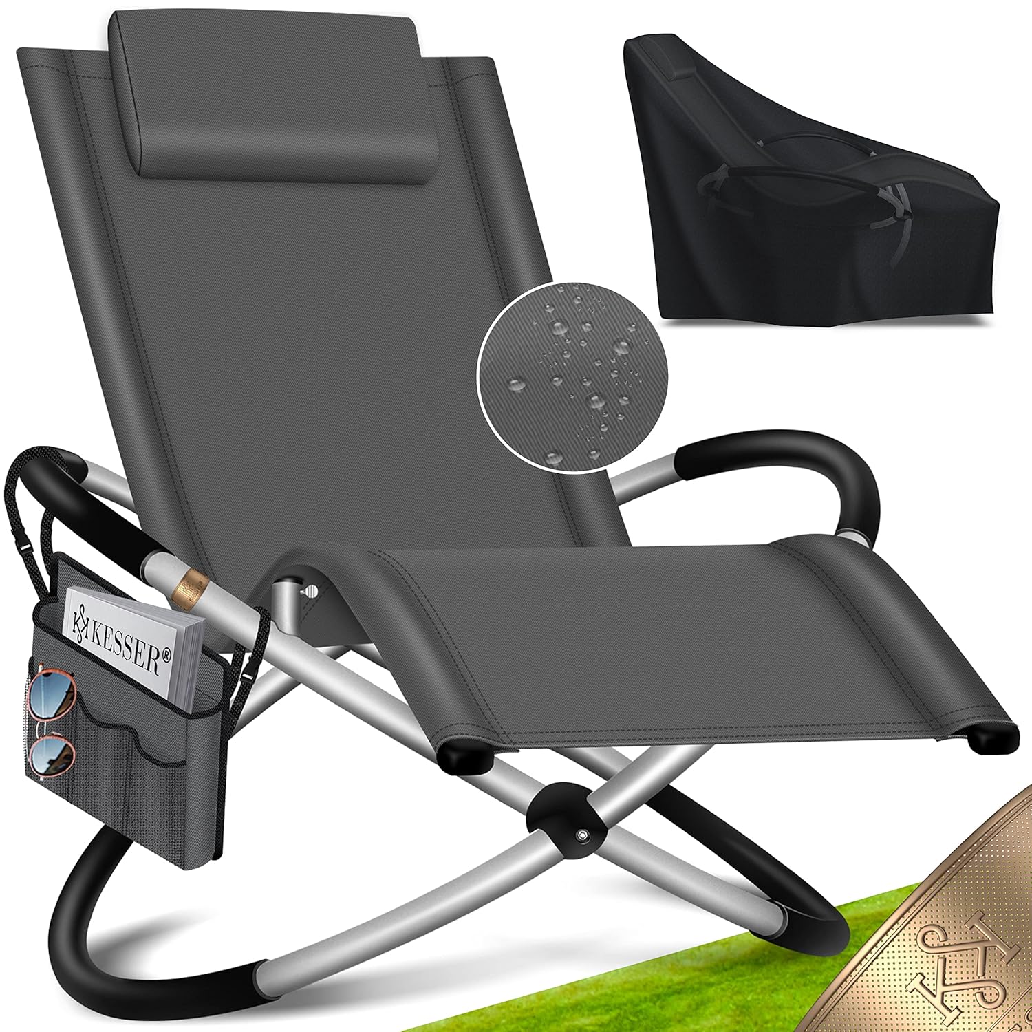 KESSER® Relaxliege ergonomisch 180 kg klappbar mit Tasche & Abdeckung