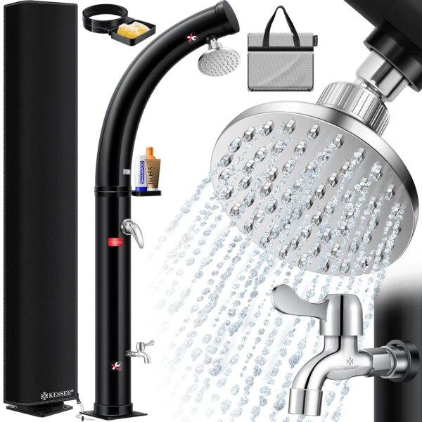 KESSER® Solar Gartendusche 35 l Warmwasser bis 60 °C Metall‑Duschablage Schutzhaube & Tasche
