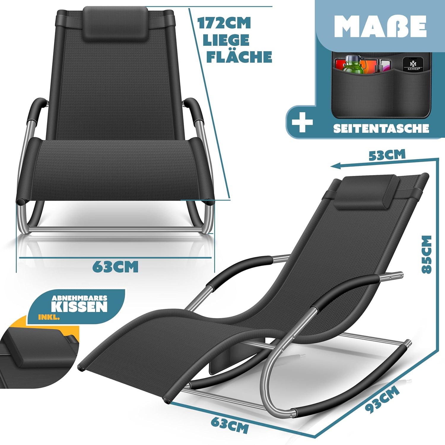 KESSER® Sonnenliege – ergonomisch, wetterfest, 150 kg Belastung