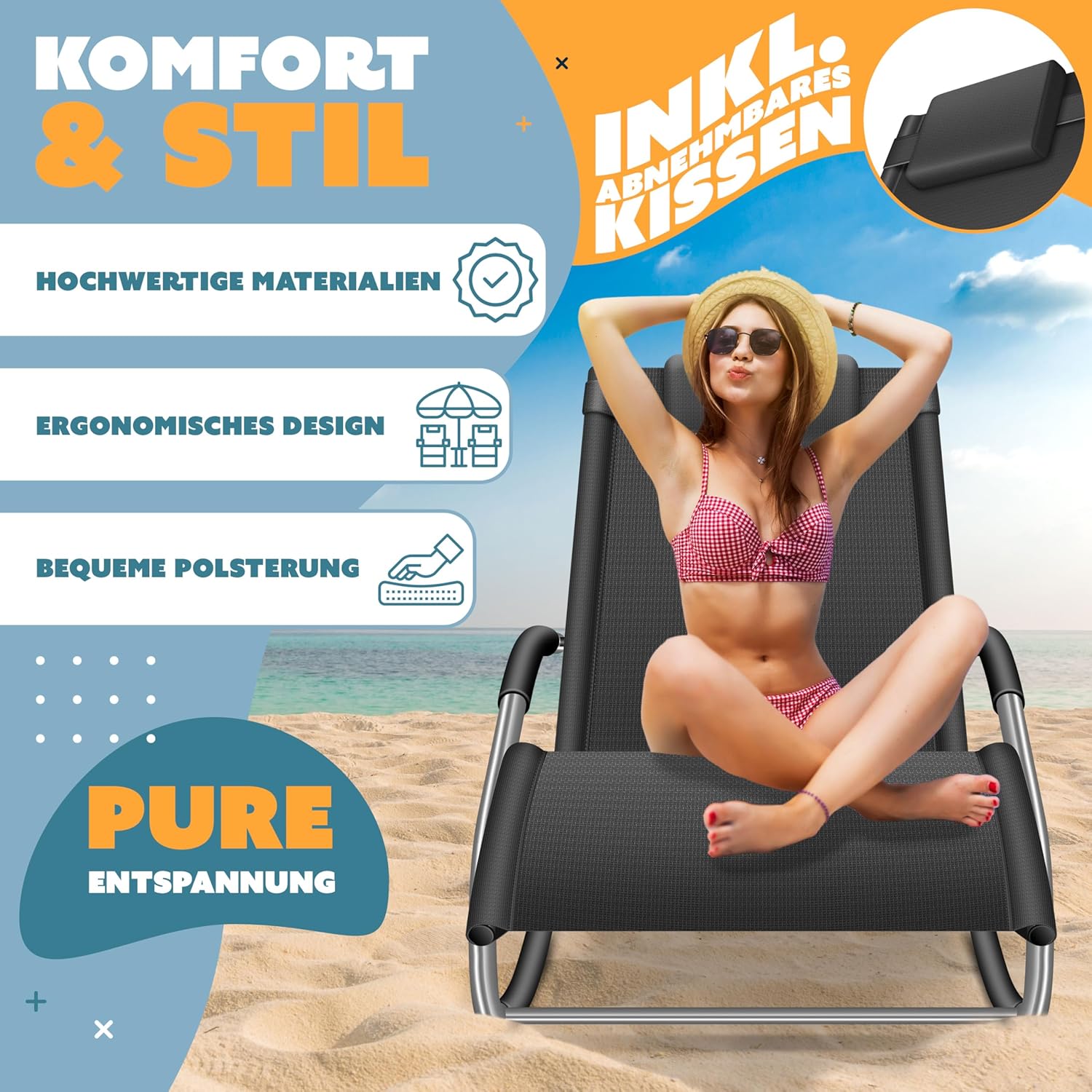 KESSER® Sonnenliege – ergonomisch, wetterfest, 150 kg Belastung