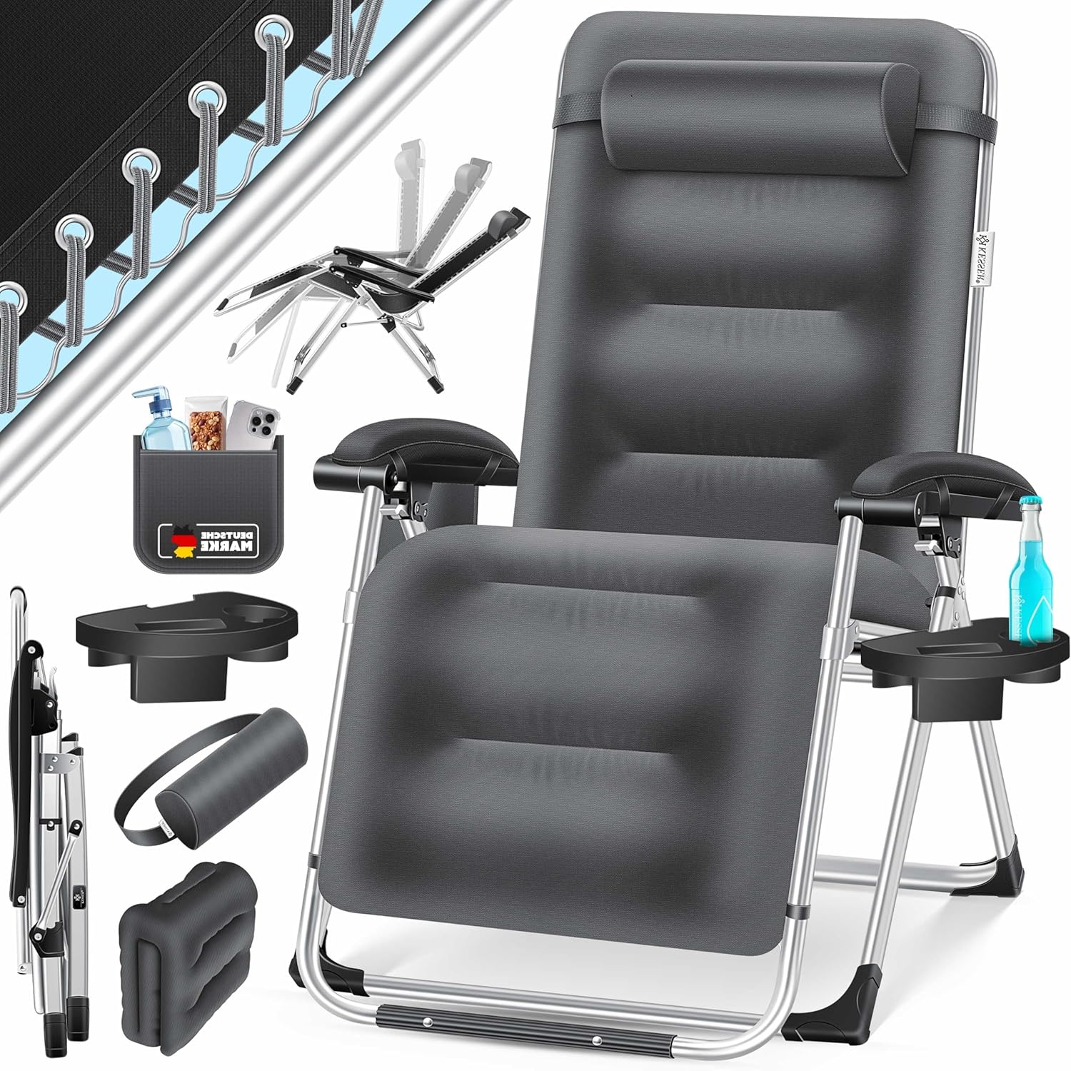 KESSER® Sonnenliege Extra breit, wetterfest, 200 kg Tragkraft, verstellbare Rückenlehne