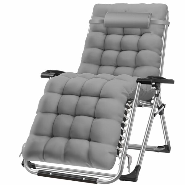KESSER® Sonnenliege klappbar, 200 kg belastbar, breites Polster, verstellbare Rückenlehne, Nackenkissen