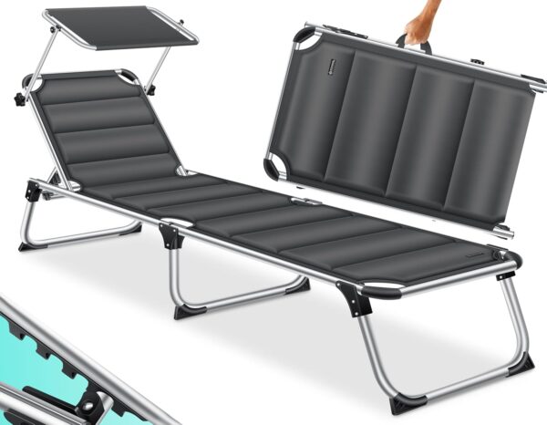 KESSER® Sonnenliege klappbar, verstellbare Rückenlehne, gepolsterte Aluminium