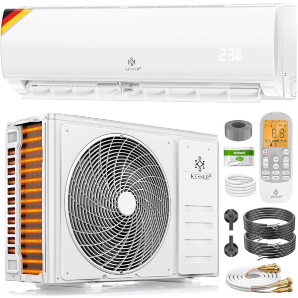 **KESSER® Split Klimaanlage 12000 BTU – Quick‑Connect, WiFi‑App, Heiz‑& Kühlfunktion, R32**