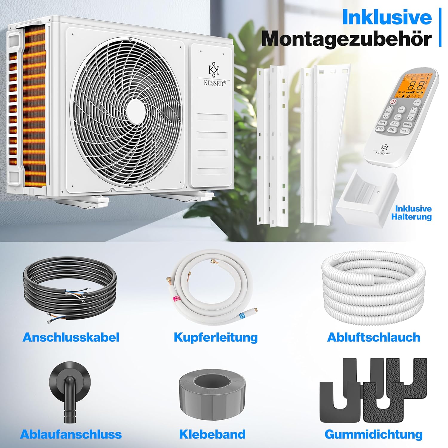 KESSER® Split‑Klimagerät 12000 BTU WiFi/App A++ Kühlung A+ Heizung R32