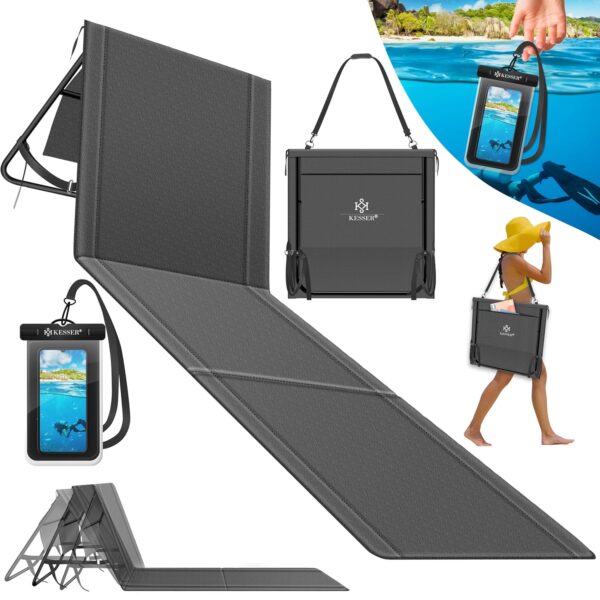 KESSER® Strandliege verstellbare Rückenlehne, faltbar, Tragegurt, wasserdichte Aufbewahrung