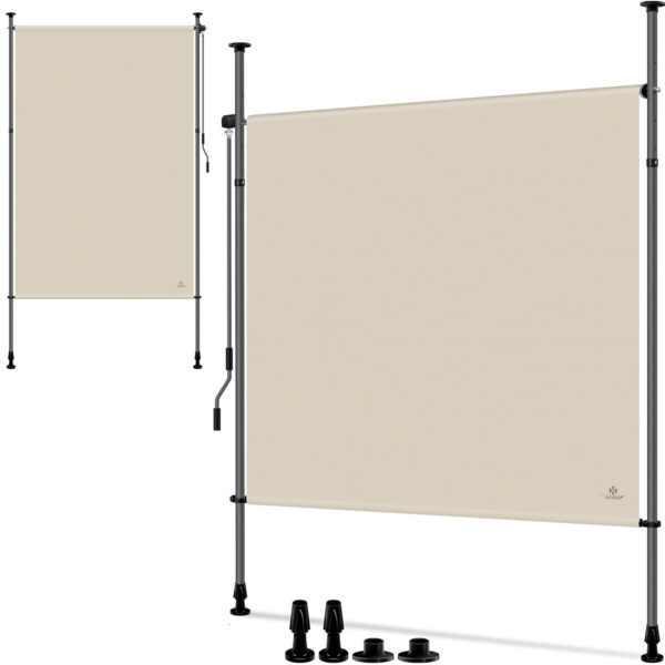 KESSER® Vertikalmarkise 150x310 cm ausziehbar, blickdicht, Handkurbel, ohne Bohren